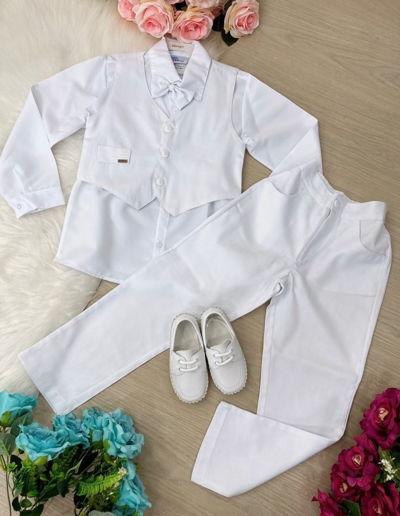 Conjunto Meninos Kanga Danilo Social Branco Colete