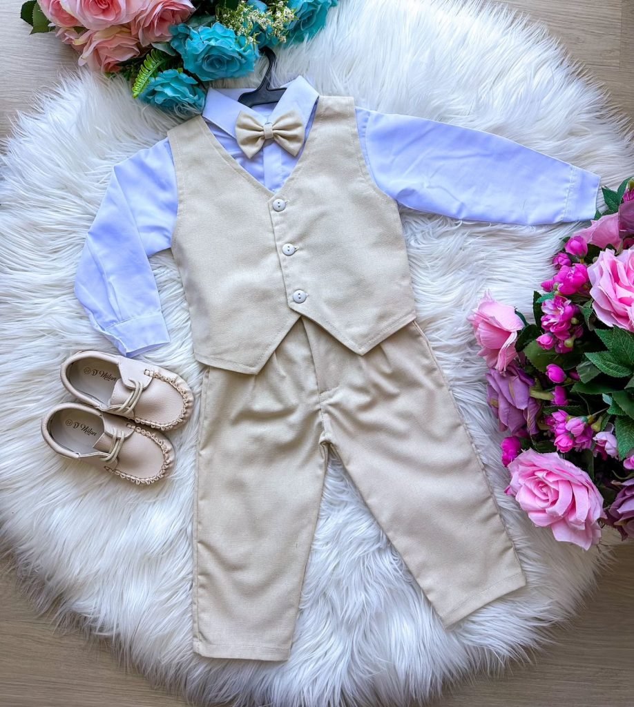 Conjunto Miss Cherry Social Colete Palha – Bege