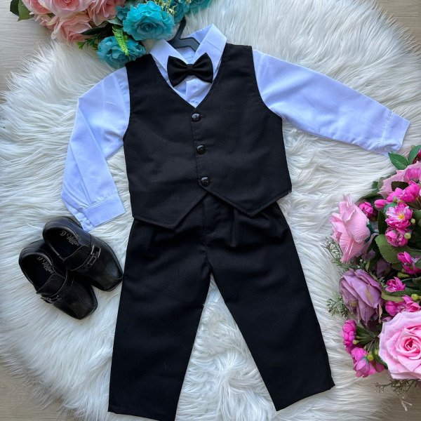 Conjunto Miss Cherry Social Colete Preto