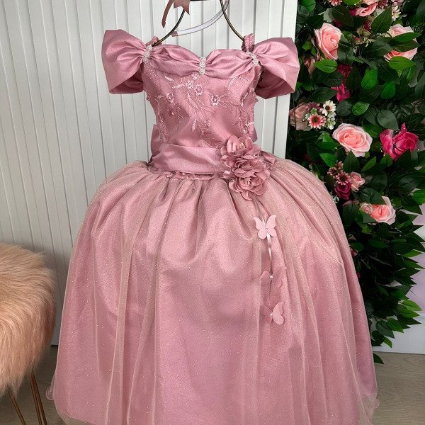 Vestido Marie Longo Manga Princesa Rose