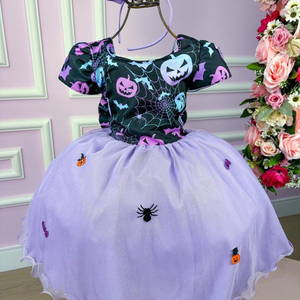 Vestido Fantasia Tematicos Kids Halloween Saia Lilas