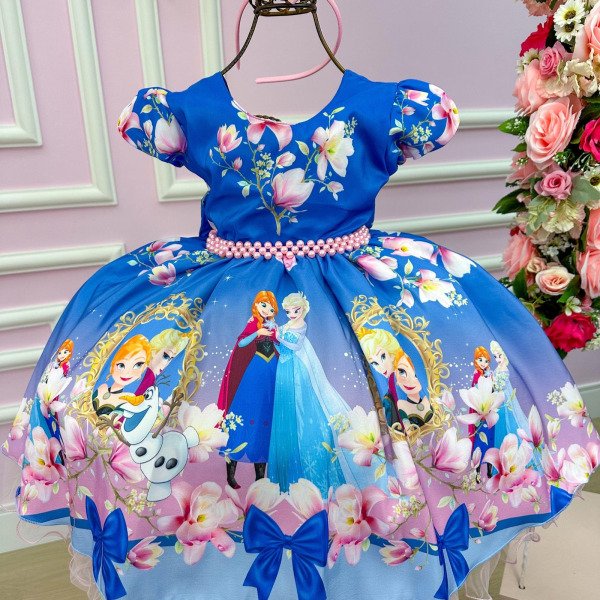 Vestido Infantil Temáticos da Gigi Frozen Florido