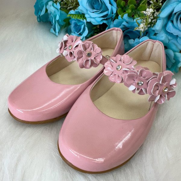 Sapatilha Bruninha Flores Nude – Rose