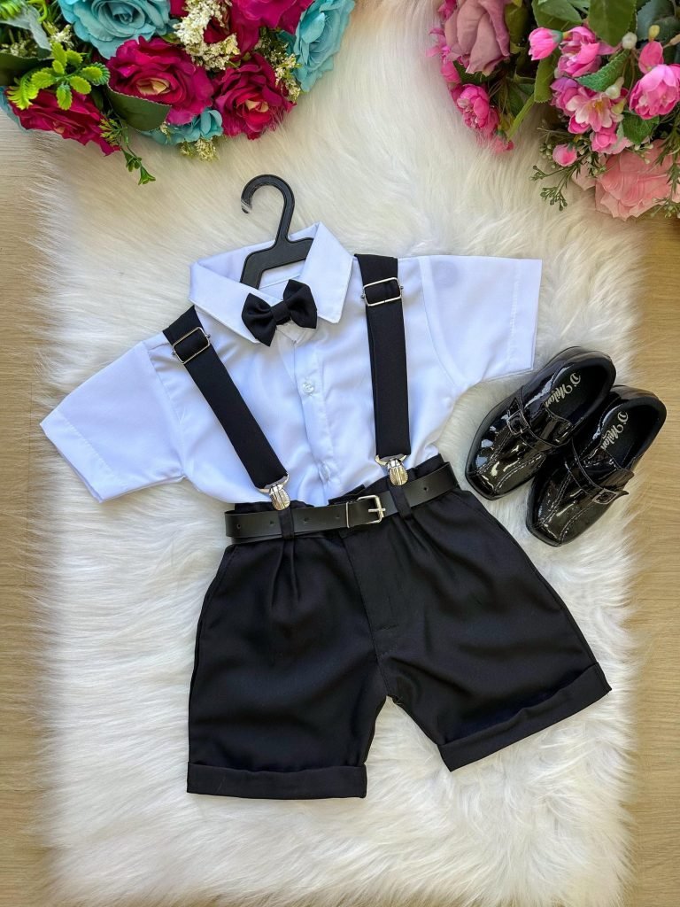 Conjunto Miss Cherry Meninos Social Shorts Ravi Preto