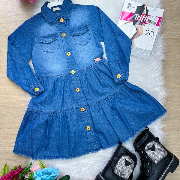 Vestido Blogueirinha Jeans Inverno Natalia