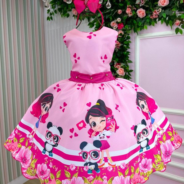 Vestido Infantil Temáticos Luxo Luluca Rosa