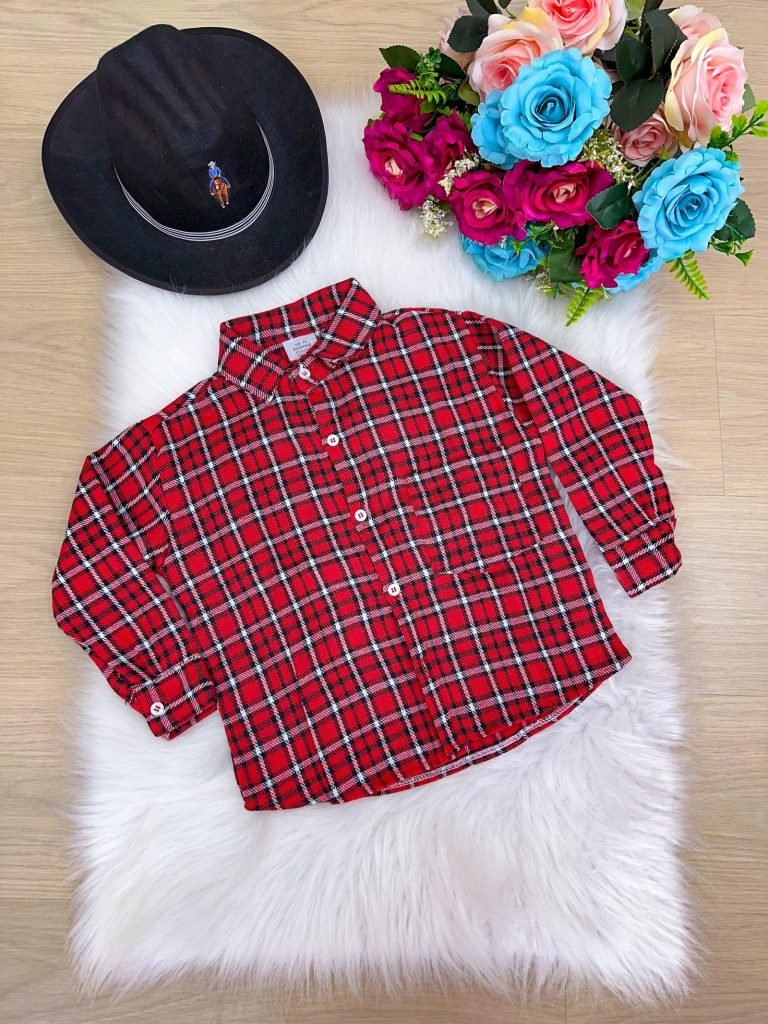 Camisa Junina Xadrez Flanela/Flanelada João Vermelho