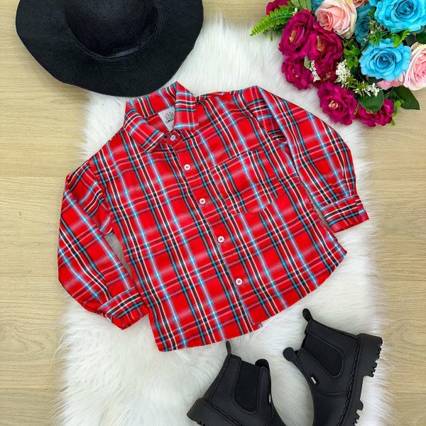 Camisa Xadrez Junina Pedro Vermelho
