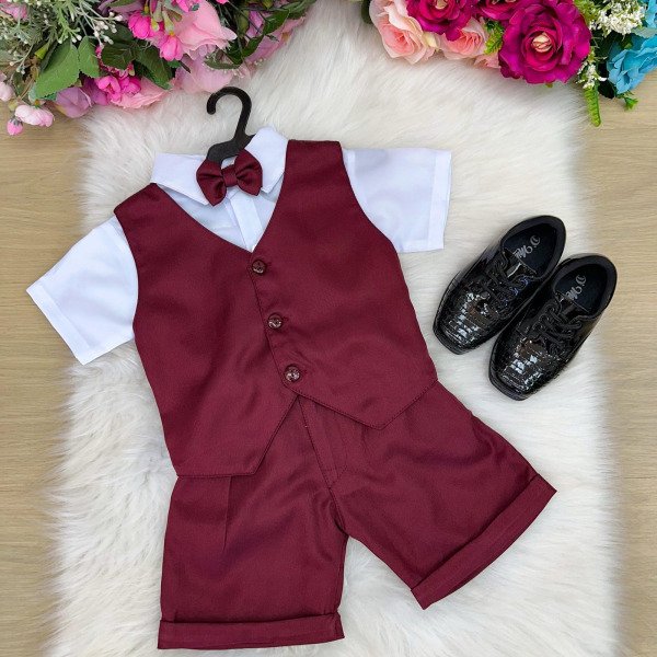 Conjunto Social Miss Cherry Leandro Colete Marsala