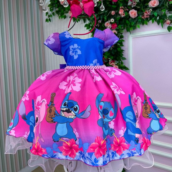 Vestido Infantil Temáticos da Gigi Lilo e Stitch Modelo 2
