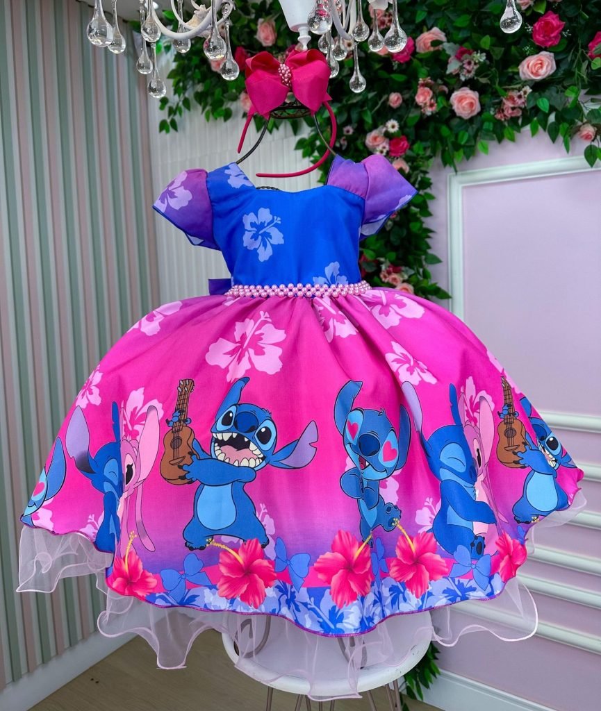 Vestido Infantil Temáticos da Gigi Lilo e Stitch Modelo 2