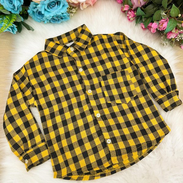 Camisa Junina Xadrez Flanela/Flanelada Benicio Amarelo