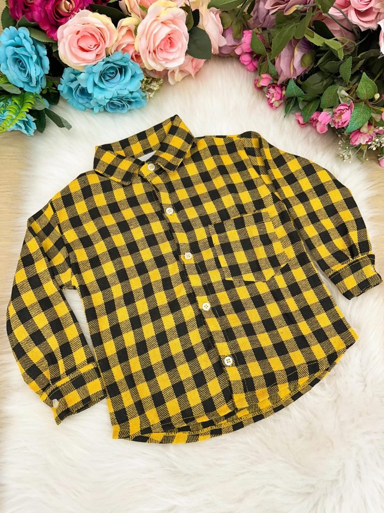 Camisa Junina Xadrez Flanela/Flanelada Benicio Amarelo