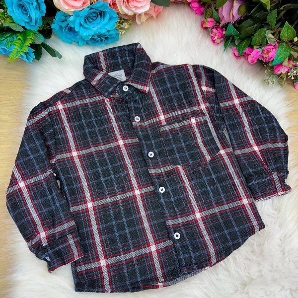 Camisa Junina Xadrez Flanela/Flanelada Jhonas Cinza