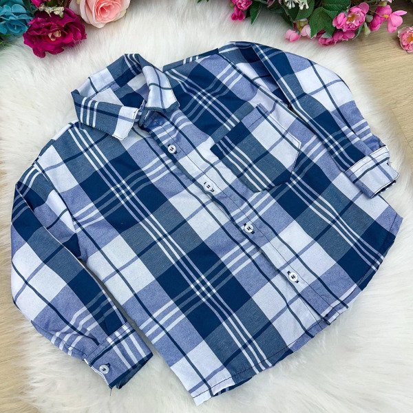 Camisa Xadrez Junina Junior Azul