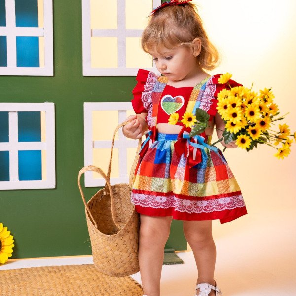 Romper/Vestido Princesa Belli Junino Vermelho