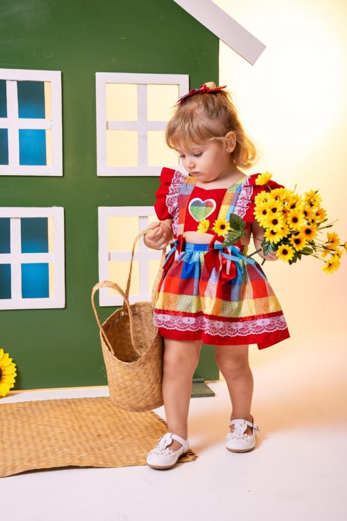 Romper/Vestido Princesa Belli Junino Vermelho