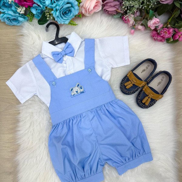 Conjunto Miss Cherry Meninos Bebe Theo Azul Bebe