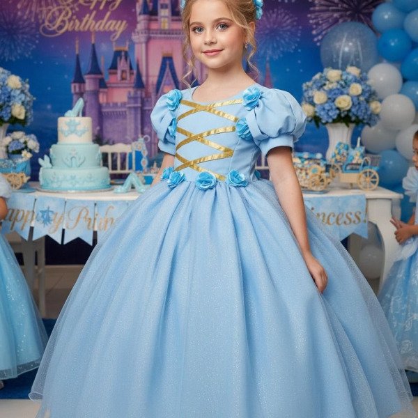 Vestido Bella Child/Fantasia Longa Cinderela