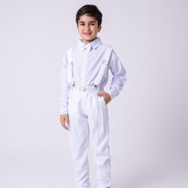 Conjunto Meninos Miss Cherry Leo Suspensorio Branco