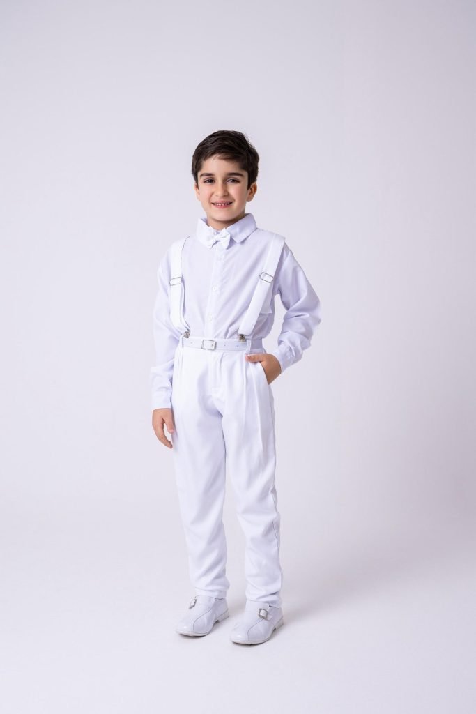 Conjunto Meninos Miss Cherry Leo Suspensorio Branco