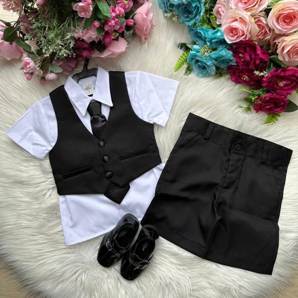 Conjunto Meninos Didie Social Colete Preto