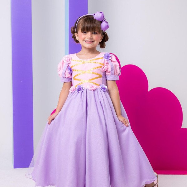 Vestido Bella Child/Fantasia Longa Rapunzel