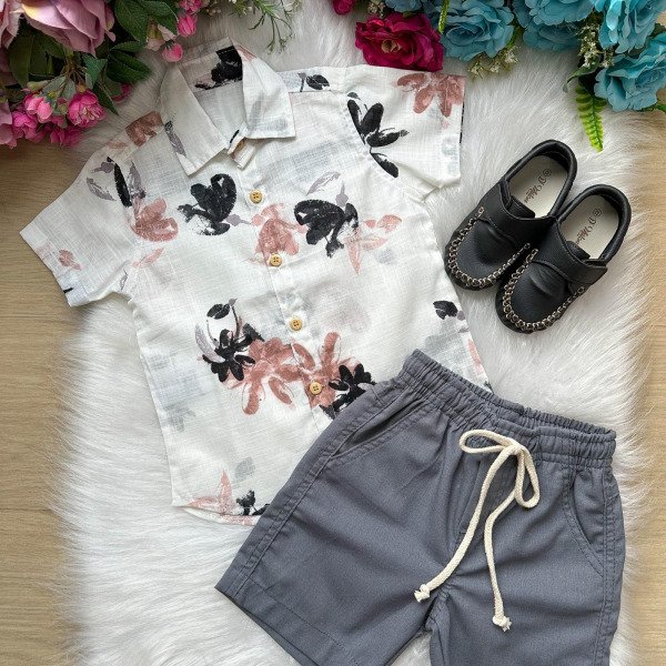 Conjunto Meninos Lucas Banana Club Shorts Camisa Off Florida