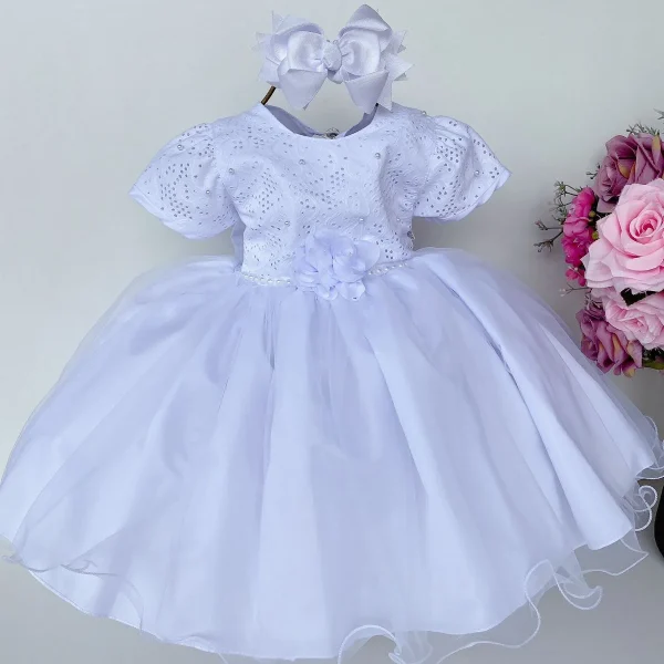 Vestido Marie Bebe Branco Flor