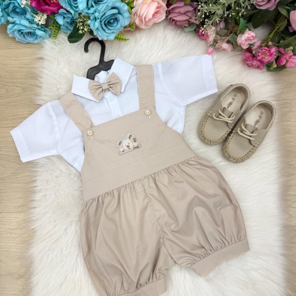 Conjunto Miss Cherry Meninos Bebe Theo Marrom – Bege