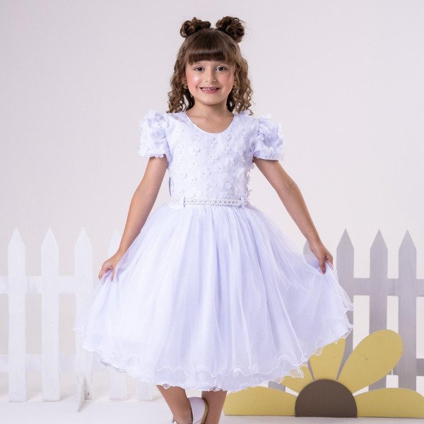 Vestido Infantil Menina Bonita Betania Branco