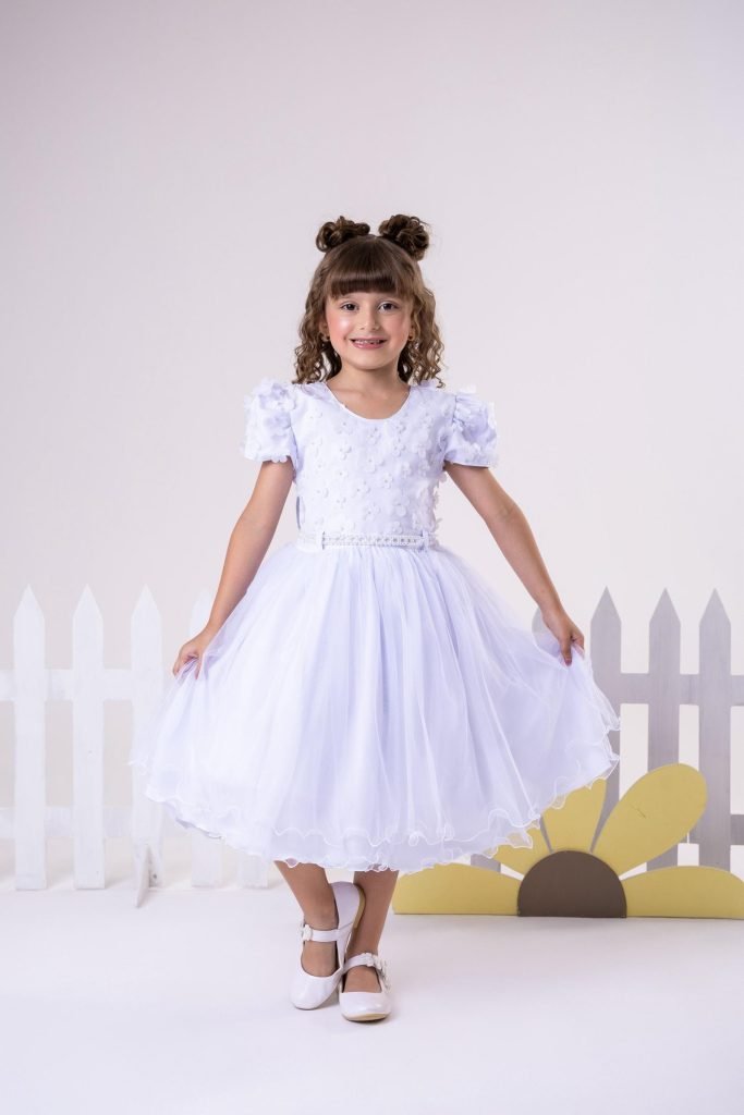 Vestido Infantil Menina Bonita Betania Branco